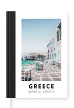 Notitieboek - Schrijfboek - Griekenland - Zee - Blauw - Terras - Notitieboekje klein - A5 formaat - Schrijfblok