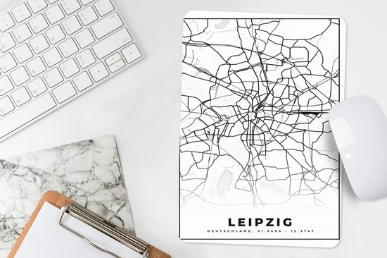 Muismat 18x27 cm - Mousepad Leipzig - Plattegrond - Kaart - Stadskaart - Muismatten - Stadskaart