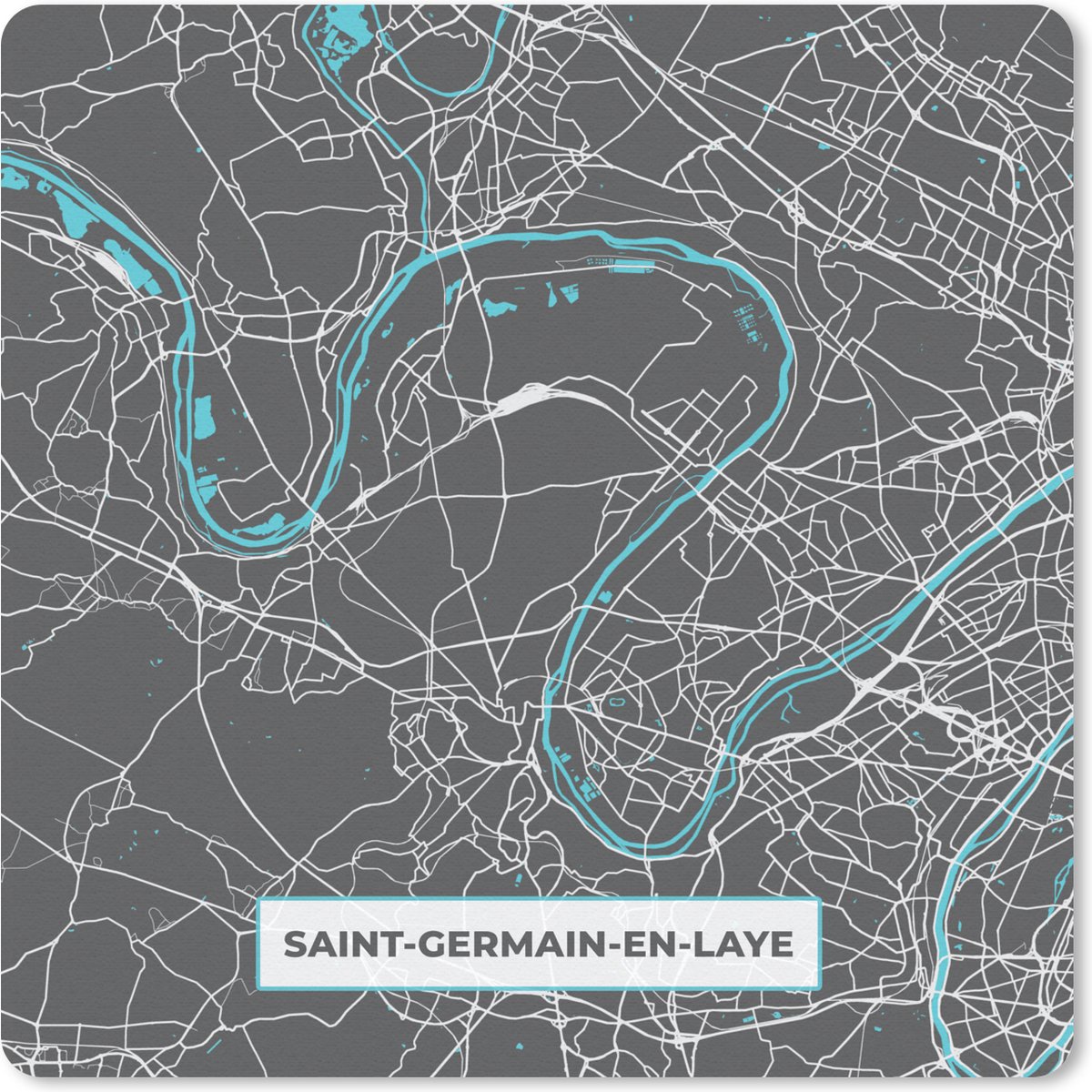 Muismat 30x30 cm - Mousepad Saint-Germain-en-Laye - Frankrijk - Kaart - Stadkaart - Plattegrond - Muismatten - Stadskaart