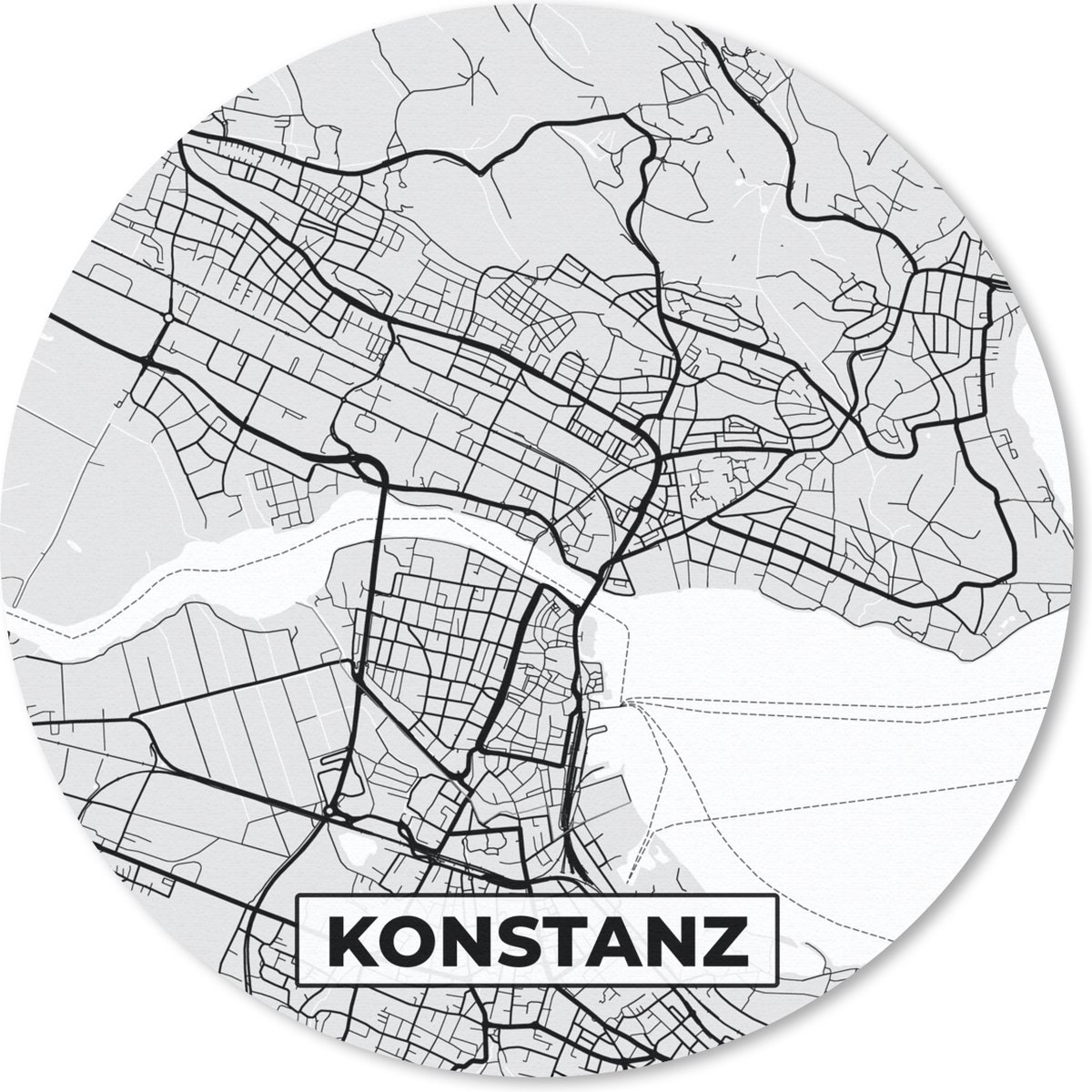 Muismat rond 30x30 cm - Mousepad Duitsland - Plattegrond - Kostanz - Kaart - Stadskaart - Ronde muismatten - Stadskaart