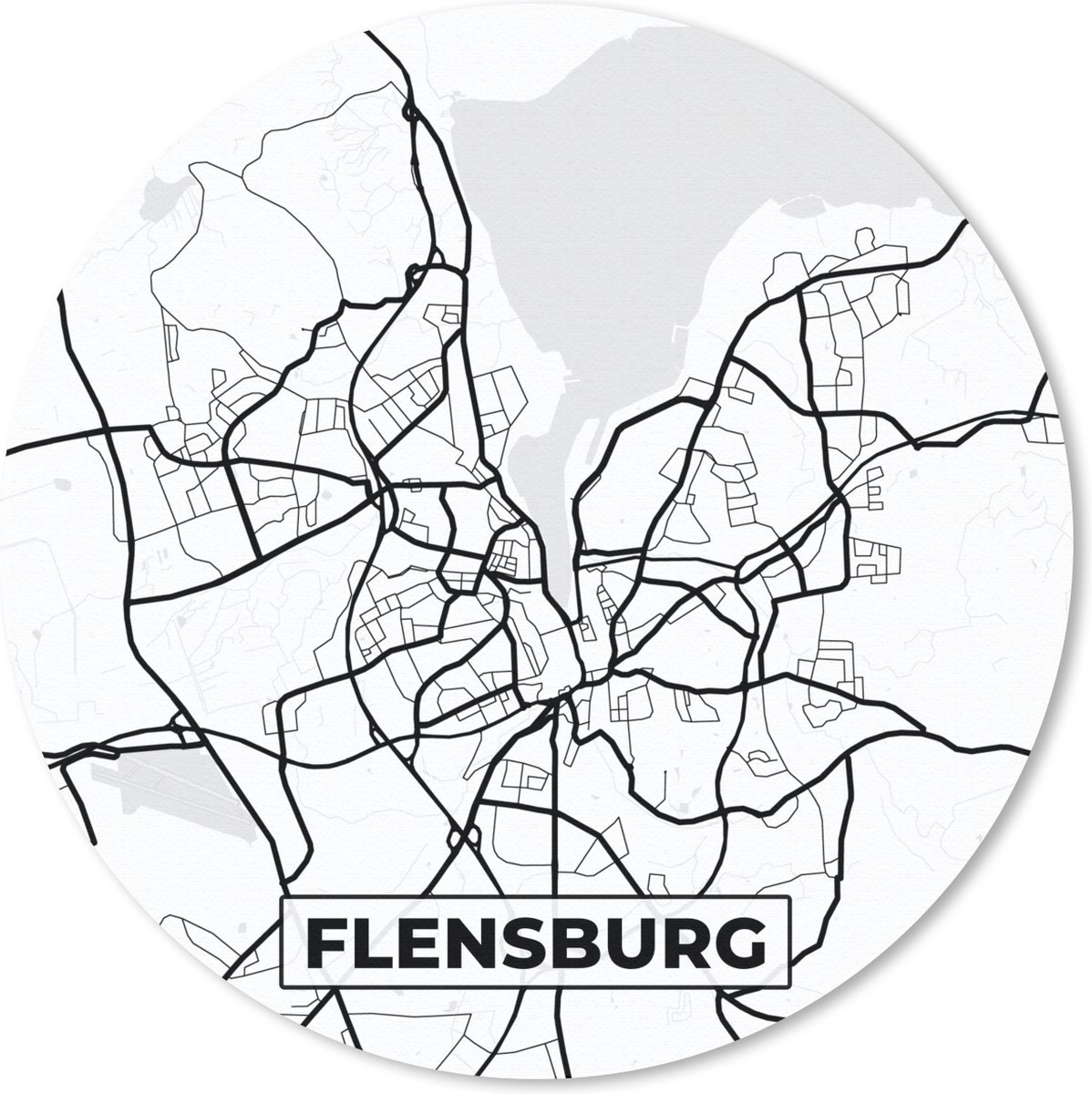 Muismat rond 40x40 cm - Mousepad Flensburg - Plattegrond - Kaart - Stadskaart - Ronde muismatten - Stadskaart