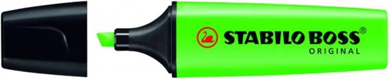 Groene Stabilo BOSS Original markeerstift met zwarte dop.