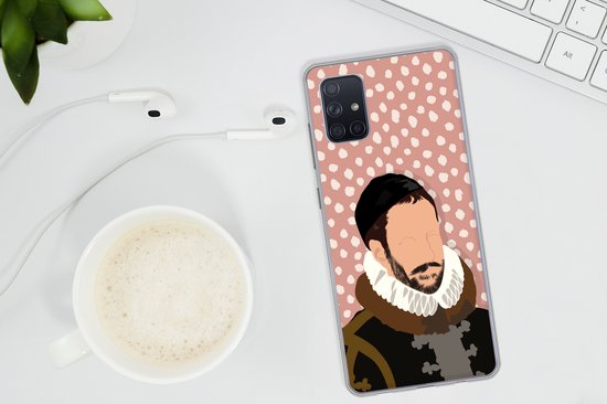 Telefoonhoesje Geschikt voor Samsung Galaxy A71 hoesje - Pastel - Willem van Oranje - Stippen - Oude meesters - Siliconen Telefoonhoesje Telefoonhoesje