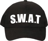 2x stuks zwarte SWAT team politie agent verkleed pet / baseball cap voor jongens en meisjes - verkleedhoofddeksel