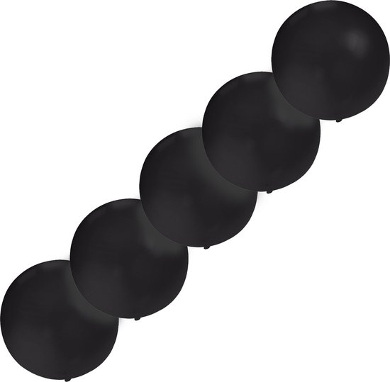 Set van 5x stuks groot formaat zwarte ballon met diameter 60 cm - Feestartikelen/versiering