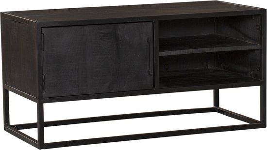 Zwart mangohouten tv meubel – tv meubel Milan 100 cm – tv kast industrieel zwart