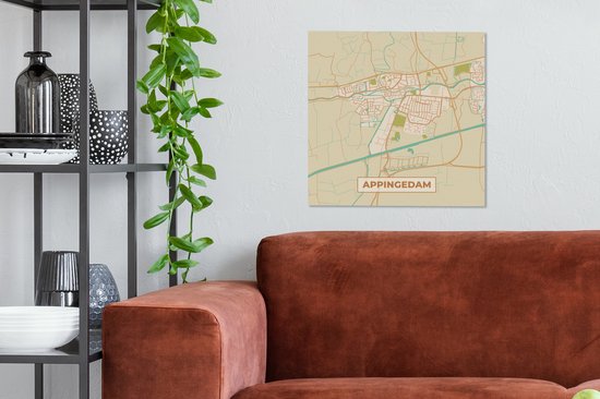 Peinture sur toile Appingedam - Carte - Plan de la ville - Plan d'étage - 50x50 cm - Décoration murale