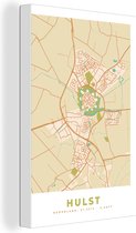Canvas Schilderij Kaart - Plattegrond - Stadskaart - Hulst - 20x30 cm - Wanddecoratie