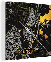 Tableau sur Toile Plan d'Etage - Or - Plan de la Ville - Uitgeest - Carte - 90x90 cm - Décoration murale