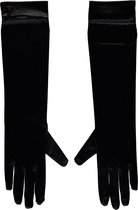 Lange handschoenen | Satijnen handschoenen | 40 cm | Zwart | One size | Charleston | Gala handschoenen | Lange handschoenen verkleed | Charleston accessoires | Apollo | Carnaval
