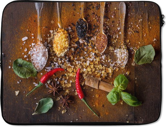 Laptophoes 15 inch - Lepels - Kruiden - Chilipeper - Specerijen - Laptop sleeve