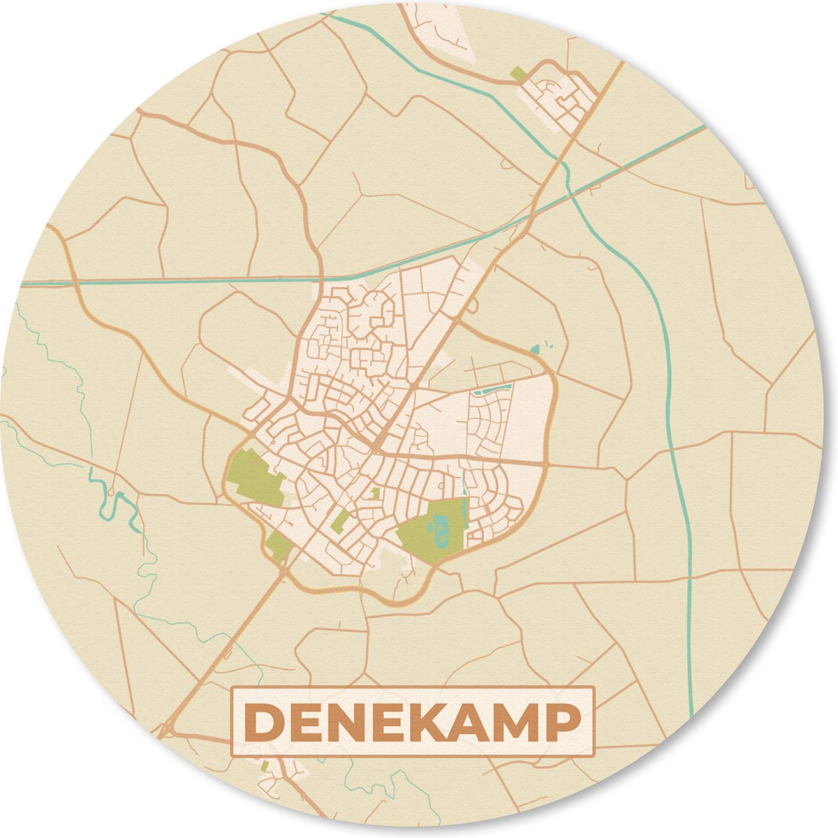 Muismat rond 50x50 cm - Mousepad Kaart - Denekamp - Plattegrond - Stadskaart - Ronde muismatten - Stadskaart