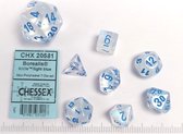 Chessex Borealis Mini-Polyhedral Icicle/light blue Luminary Dobbelsteen Set (7 stuks)