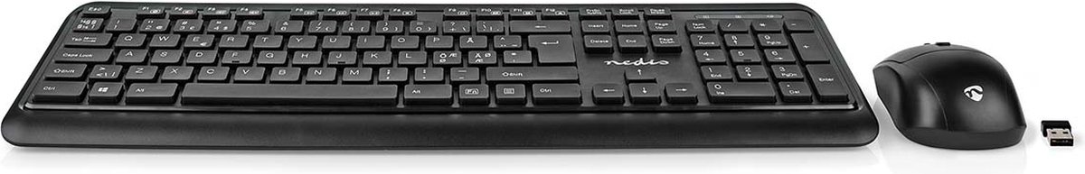 Nedis Muis en Toetsenbord - Set | Draadloos | Muis- en toetsenbordverbinding: USB | 800 / 1200 / 1600 dpi | Instelbare DPI | QWERTY | Scandinavisch