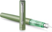 Parker Vector XL vulpen | metallic groene lak op messing met chroom detail | medium penpunt met blauwe inkt navulling | cadeauverpakking
