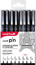 Uni-ball - Pin - tekenstift - fineliner - set 8 stuks zwart