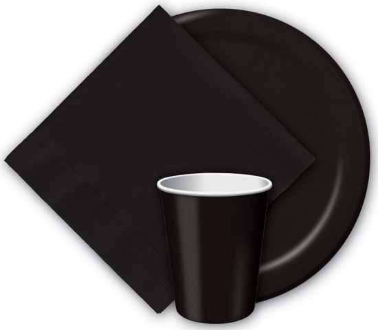 Halloween - 16x Zwarte papieren feest bekertjes 256 ml - Wegwerpbekertjes zwart van papier - Halloween/themafeest tafeldecoratie