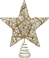 Kunststof ster piek/kerstboom topper champagne goud 22 cm - Kerstversiering/kerstboomversiering