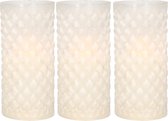 3x stuks luxe led kaarsen in glas D7,5 x H15 cm - met timer - Woondecoratie - Elektrische kaarsen