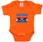 Oranje fan romper voor babys - Holland met een Nederlands wapen - Nederland supporter - Koningsdag / EK / WK romper / outfit 80