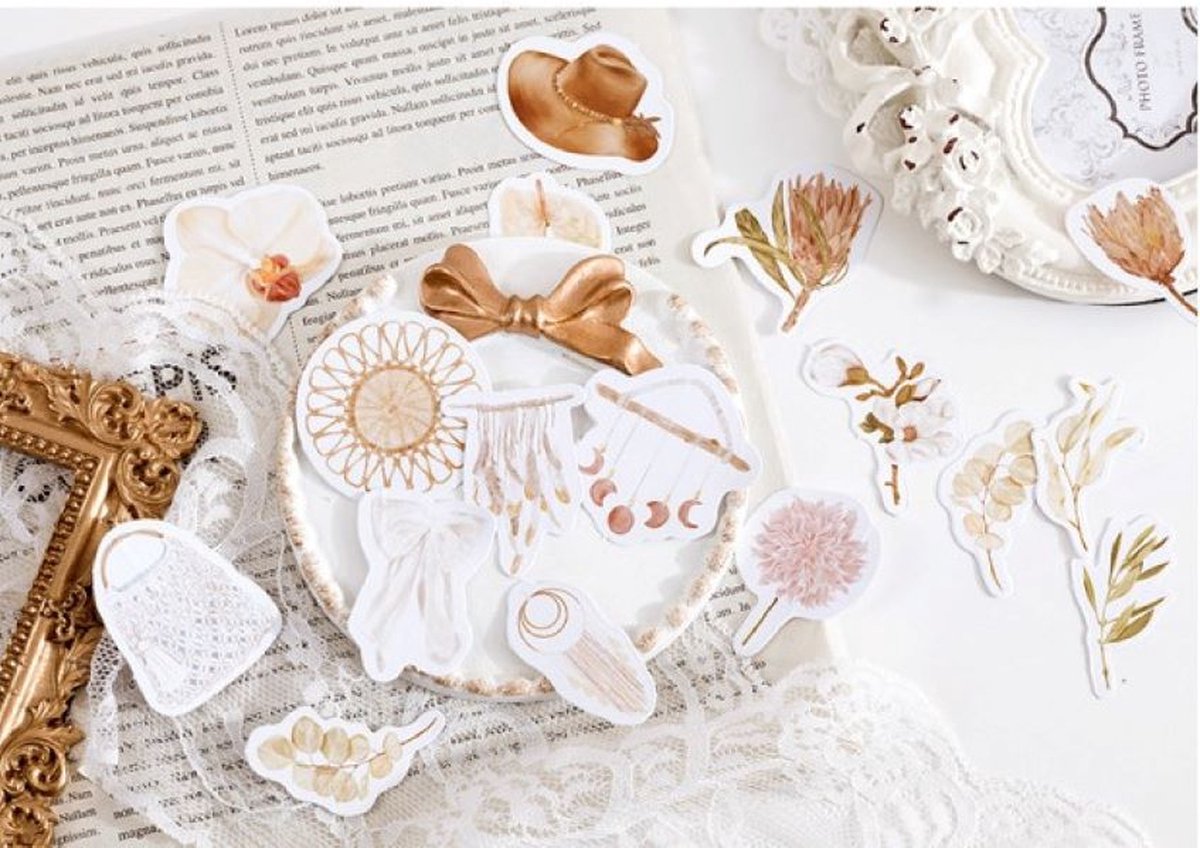 46 Stickers Soft Flowers / Dreamcatcher - Bullet Journal Stickers - Planner Agenda Stickers - Planten - Bloemen - Scrapbook stickers - Laptop stickers - Telefoon stickers - Bujo stickers - Stickers volwassenen en kinderen — afbeelding 8