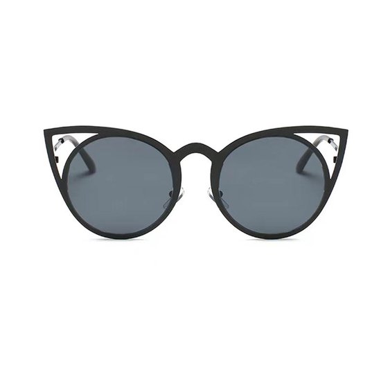 Freaky Glasses - Zonnebril rond met kattenoortjes - Festivalbril - Bril - Feest - Glasses - Heren - Dames - Unisex - Kunststof - zwart