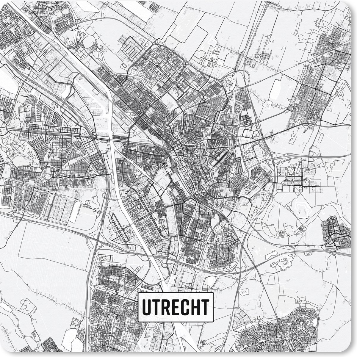 Muismat XXL 50x50 cm - Bureau onderlegger - Bureau mat Stadskaart Utrecht - Bureaumat - Gaming mousepad xl - Bureaulegger groot - Computer deskmat
