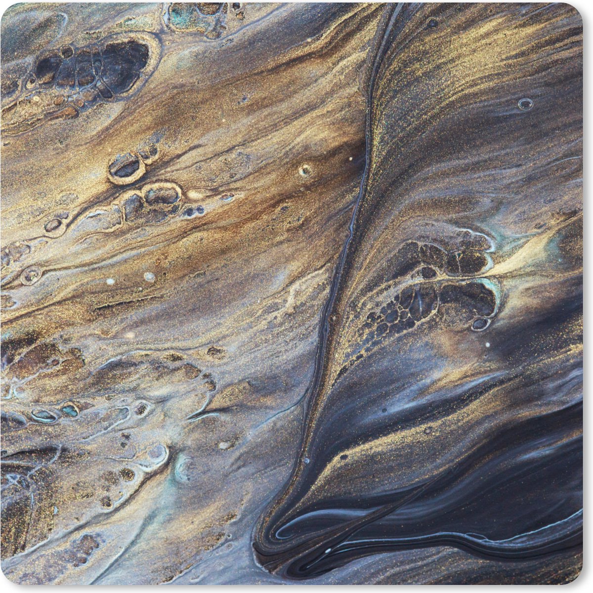 Muismat XXL 50x50 cm - Bureau onderlegger - Bureau mat Marmer - Goud - Waterverf - Textuur - Marmer printlook - Bureaumat - Gaming mousepad xl - Bureaulegger groot - Computer deskmat