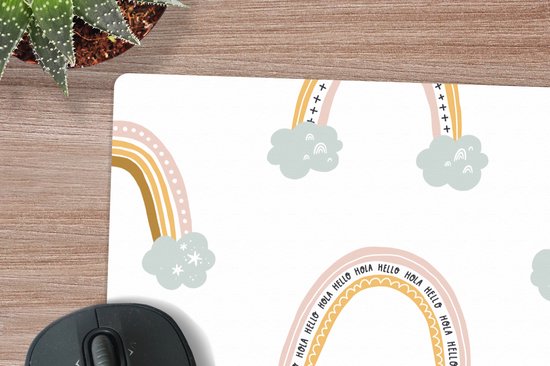 Tapis de souris XXL - Sous-main - Tapis de bureau - Filles - Motifs - Arc-en-ciel - 50x50 cm - Tapis de souris XXL