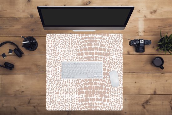 Muismat XXL 60x60 cm - Bureau onderlegger - Bureau mat Dierenprint - Slang - Pastel - Bureaumat - Gaming mousepad xl - Bureaulegger groot - Computer deskmat