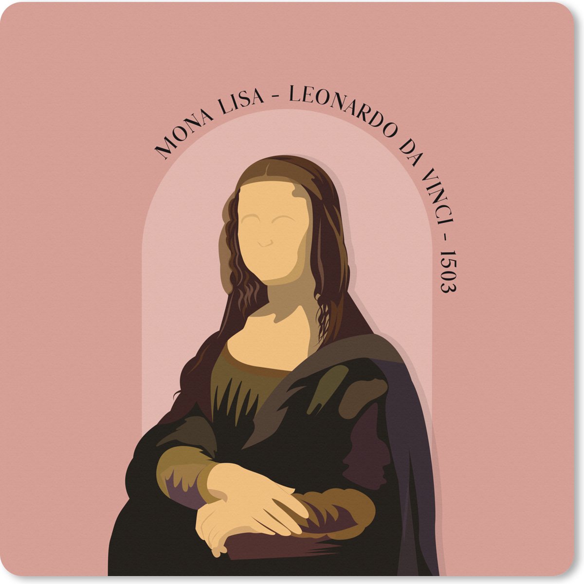 Muismat XXL 60x60 cm - Bureau onderlegger - Bureau mat Pastel - Mona Lisa - Roze - Oude meesters - Bureaumat - Gaming mousepad xl - Bureaulegger groot - Computer deskmat