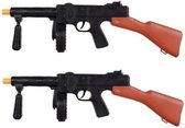 2x stuks speelgoed machine geweer Tommy gun met geluid 50 cm - Gangster/Maffia verkleedkleding accessoires wapens
