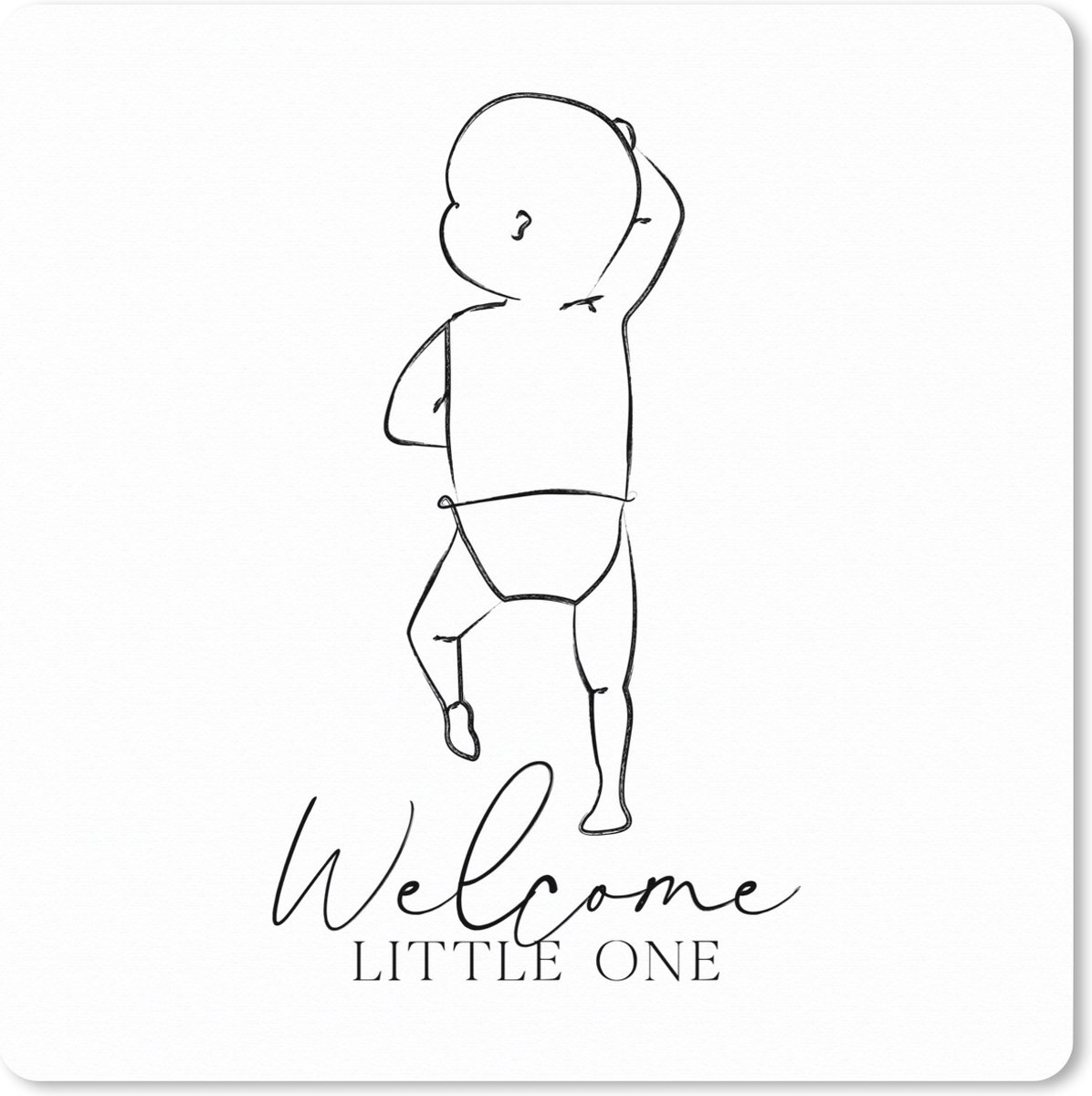 Muismat XXL 80x80 cm - Bureau onderlegger - Bureau mat Baby - Welcome little one - Spreuken - Geborote - quotes - Bureaumat - Gaming mousepad xl - Bureaulegger groot - Computer deskmat