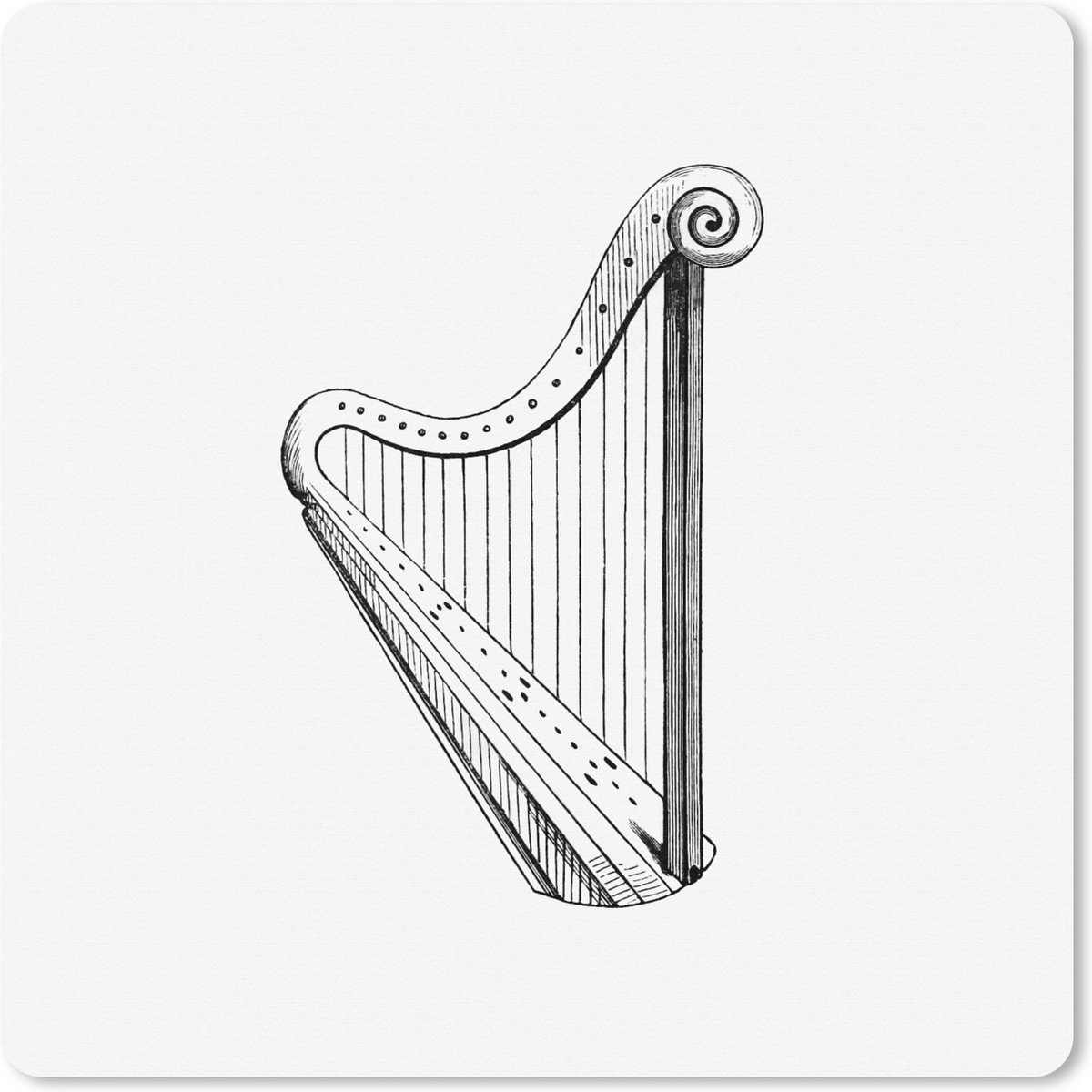 Muismat XXL 60x60 cm - Bureau onderlegger - Bureau mat Retro - Harp - Muziek - Bureaumat - Gaming mousepad xl - Bureaulegger groot - Computer deskmat