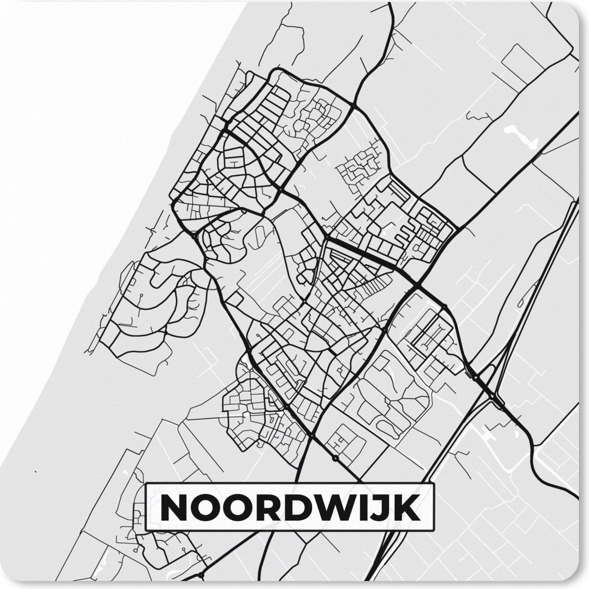 Muismat XXL 80x80 cm - Bureau onderlegger - Bureau mat Stadskaart - Noordwijk - Grijs - Wit - Bureaumat - Gaming mousepad xl - Bureaulegger groot - Computer deskmat