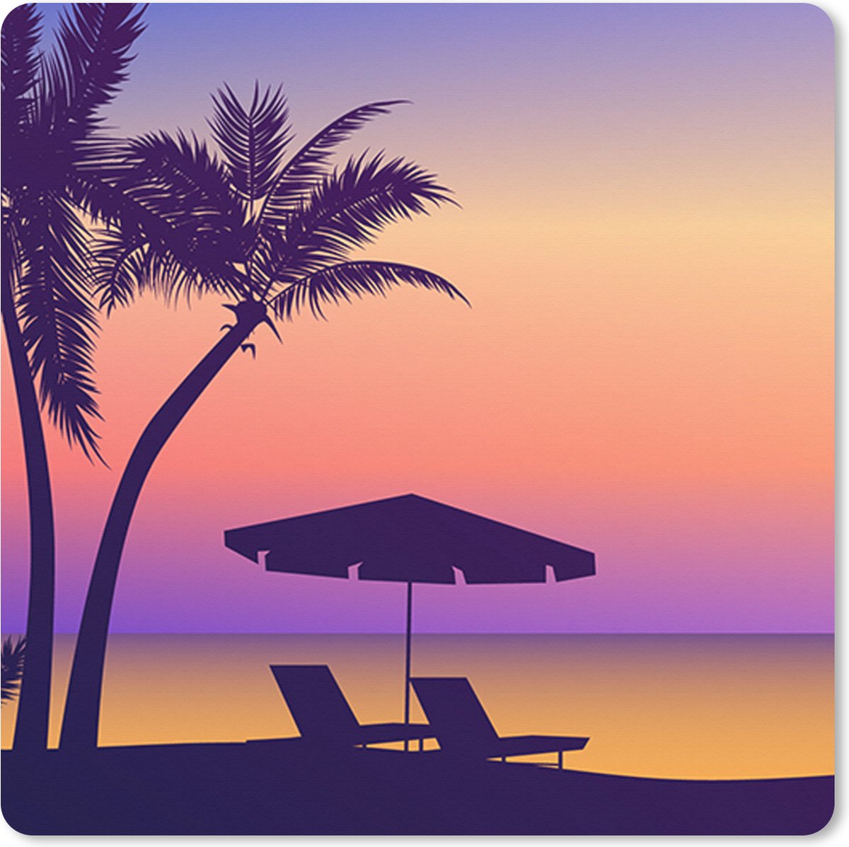 Muismat XXL 50x50 cm - Bureau onderlegger - Bureau mat Strandstoel - Parasol - Nacht - Tekening - Bureaumat - Gaming mousepad xl - Bureaulegger groot - Computer deskmat