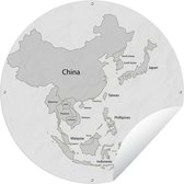 Tuincirkel Kaart van Azië met landennamen - 120x120 cm - Ronde Tuinposter - Buiten XXL / Groot formaat!
