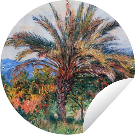 Tuincirkel Palmboom in Bordighera - Claude Monet - 60x60 cm - Ronde Tuinposter - Buiten