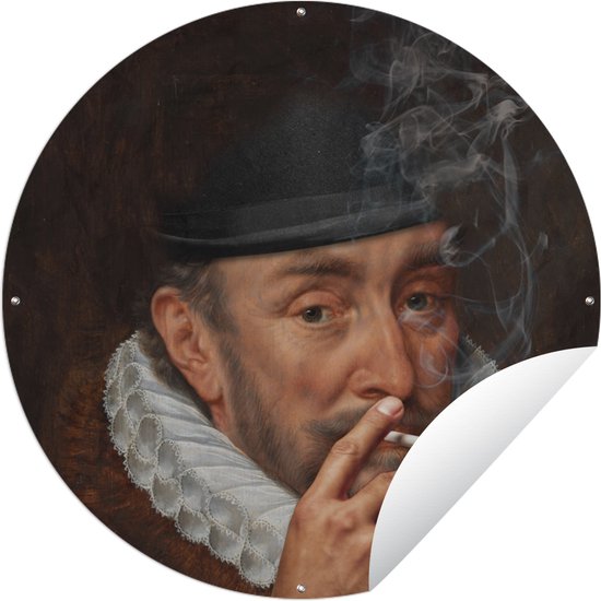Tuincirkel Willem van Oranje - Kunst - Roken - 60x60 cm - Ronde Tuinposter - Buiten