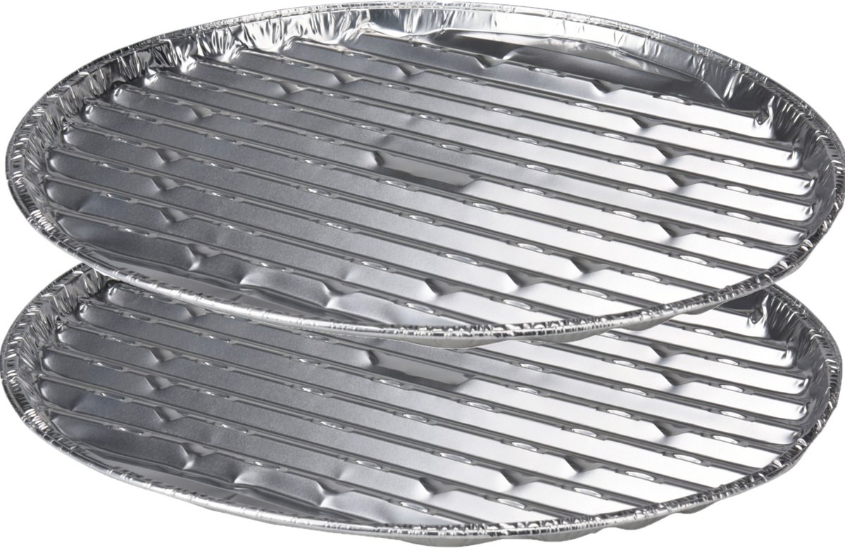 BBQ Collection Barbecue grillschalen - 6x stuks - 35 cm - ovaal - RVS - bbq rooster - Vlees grillen