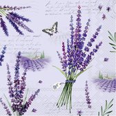 60x Gekleurde 3-laags servetten lavendel 33 x 33 cm - Voorjaar/lente lavendel thema