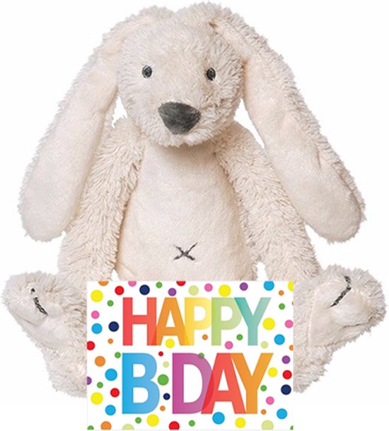 Cadeau Kinder lapin câlin Happy Horse de 28 cm avec carte de voeux Happy  Birthday au