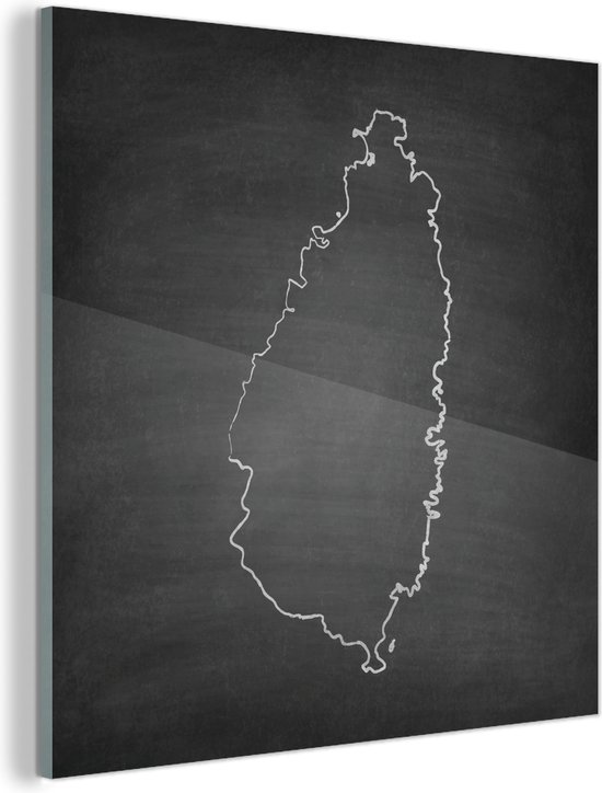 Glasschilderij - 40x60 cm - Kaart - Vlissingen - Zwart - Wit