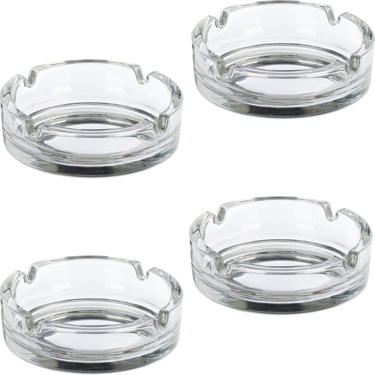 Goedkoopste asbak glas - set van 4 - 3,5 x 11 cm - 4 inkepingen - buiten - transparant