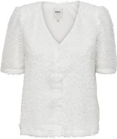 Only T-shirt Onllola-vizeta Ss V-neck Button Top 15263878 Cloud Dancer Dames Maat - S