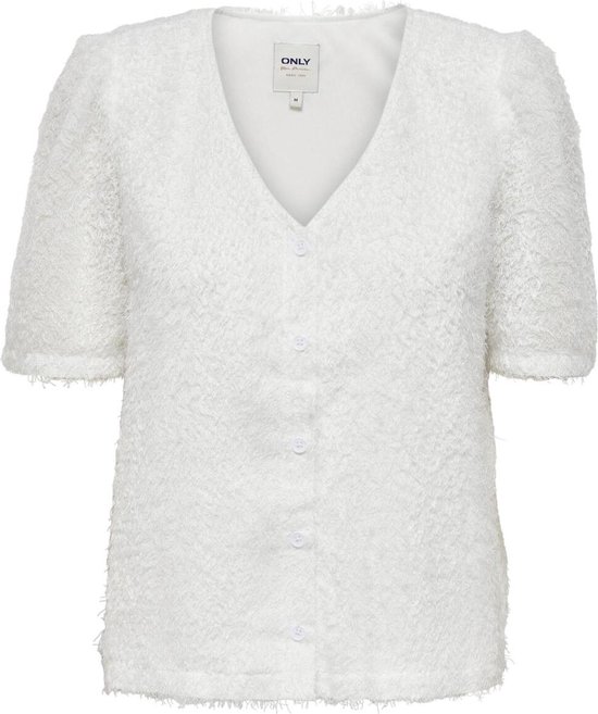 Only T-shirt Onllola-vizeta Ss V-neck Button Top 15263878 Cloud Dancer Dames Maat - S