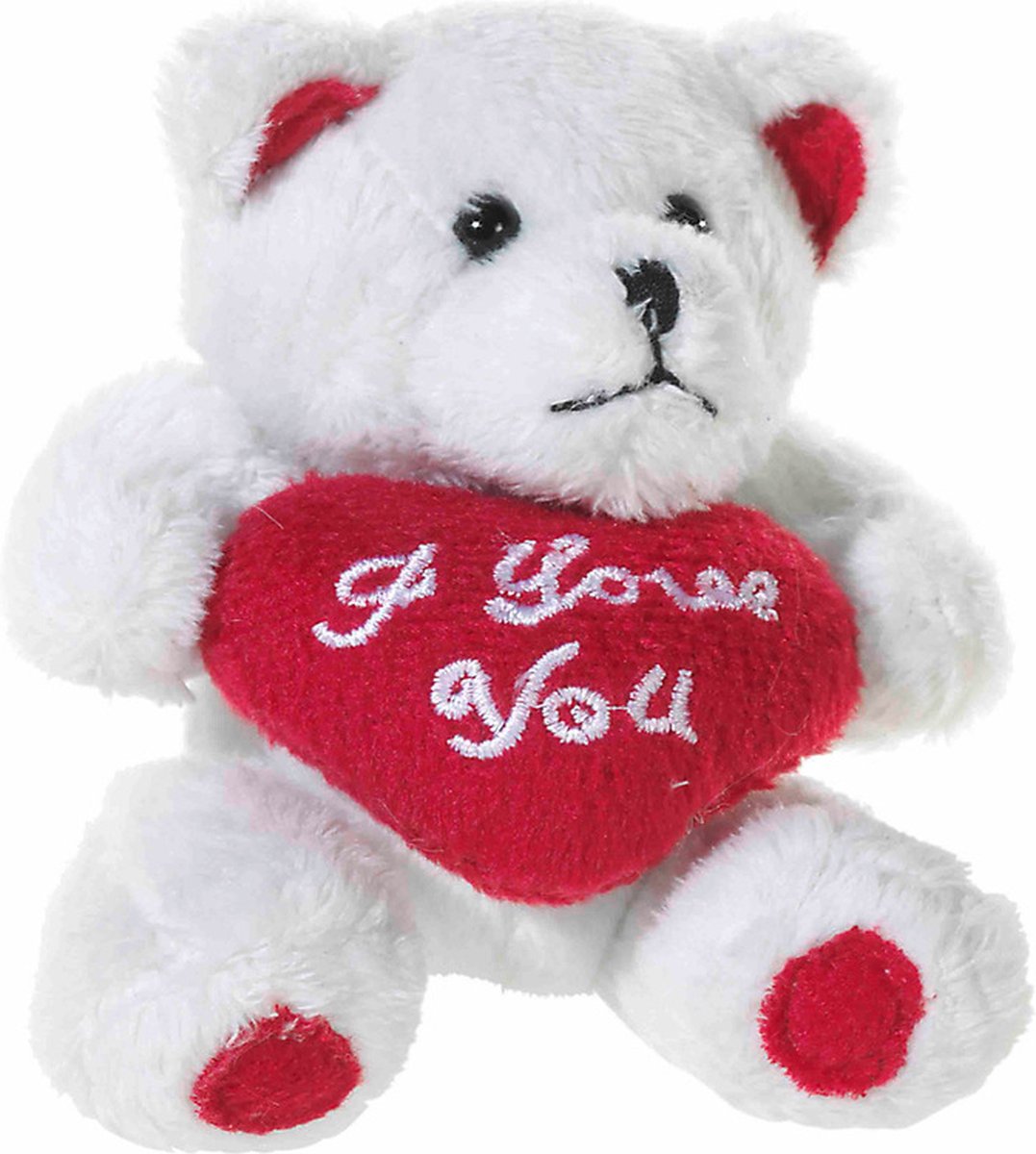 Heunec Knuffel beertje - pluche - met I love you hartje - van 10 cm