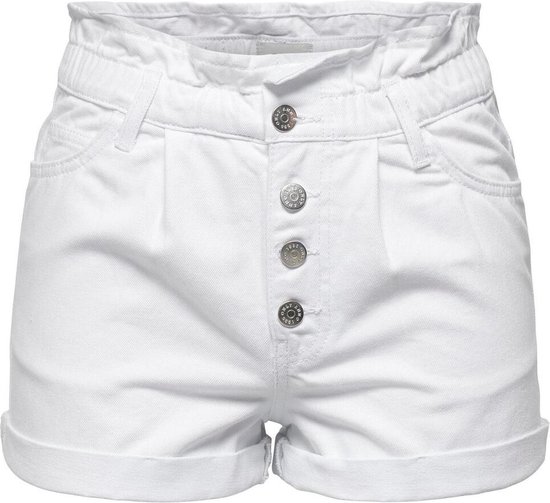 Only Broek Onlcuba Paperbag Dnm Shorts Noos 15200196 White Dames Maat - S