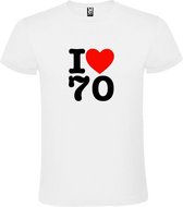 Wit T shirt met  I love (hartje) the 70's (seventies)  print Zwart en Rood size XXXXL