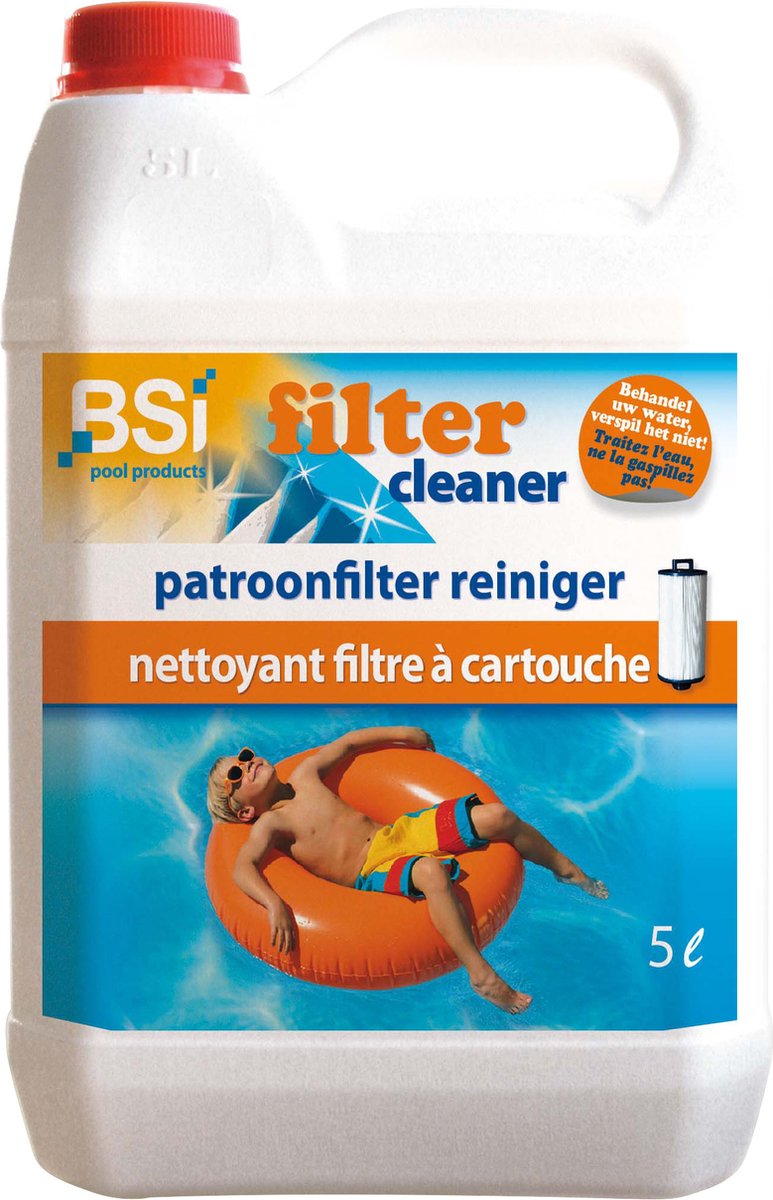 BSI - Filter Cleaner -Filterreiniger - Zwembad - Spa - Verwijdert vet, kalkafzettingen, haren en ander vuil uit de filter - 5 l